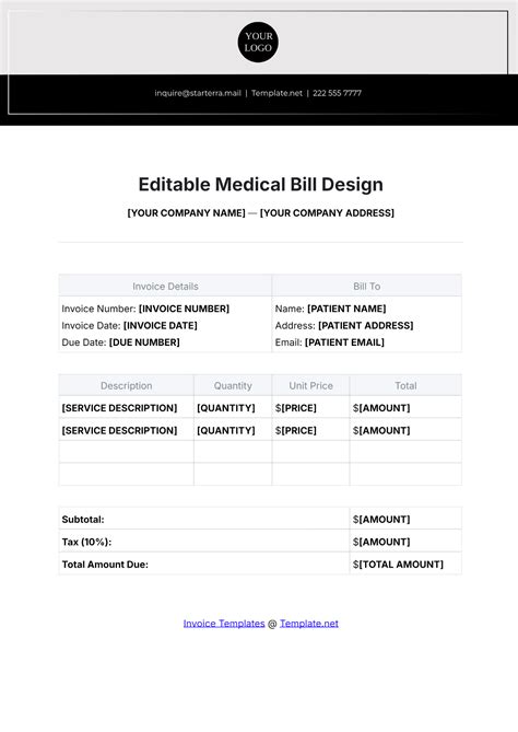 Free Medical Invoice Templates, Editable and Printable