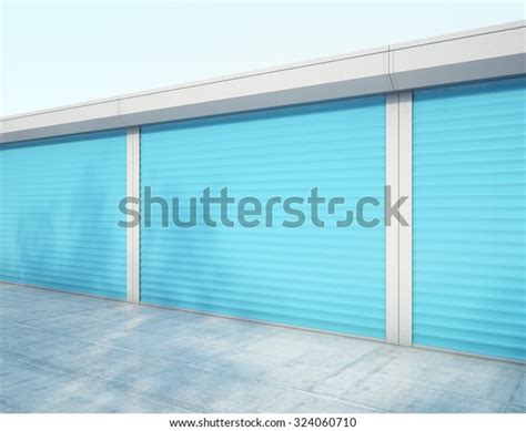 Storage Units Blue Door 3d Rendering Stock Illustration 324060710