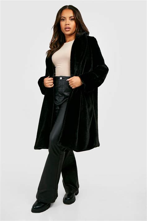 Women S Plus Faux Fur Longline Coat Boohoo Uk