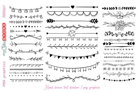 Hand Drawn Text Dividers Floral And Arrows 376150 Elements Design