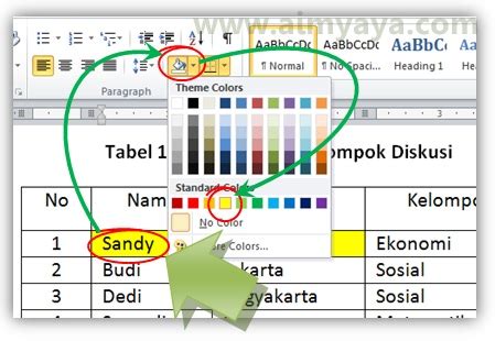 Cara Cepat Memberi Warna Sel Di Tabel Ms Word Cara Aimyaya Cara