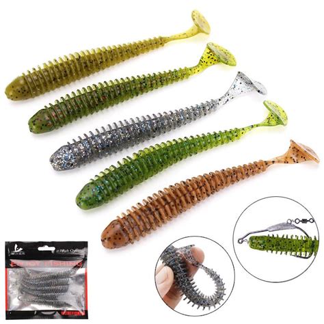 Pcs Lot Soft Bait Worm Grubs T Tail Wobblers Fishing Lure Cm G