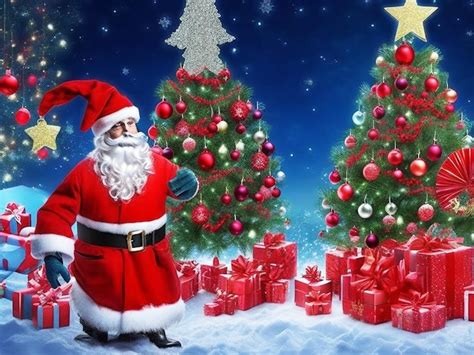 Premium AI Image | Happy Christmas wallpaper Santa Claus Snowman 3d ...