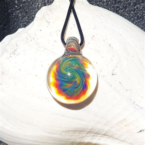 Small Glass Pendant Trippy Glass Pendant Heady Glass Pendant Necklace Splash Of Color Glass