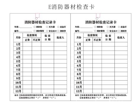 消防器材消防栓灭火器检查卡记录卡每月点检记录表双面张定制 阿里巴巴