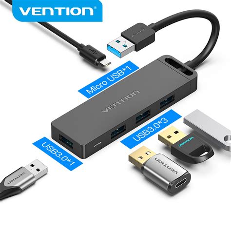 Vention USB 3 0 Hub 4 Ports Ultra Slim Portable Data Hub With Power