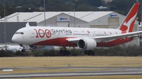 Qantas 100th Anniversary Livery Landing At Perth Airport Youtube