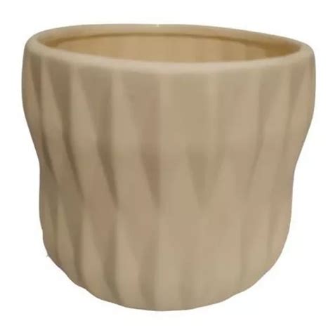 Cachepot De Cerâmica Frizzo Bege Médio 15cm Parcelamento sem juros