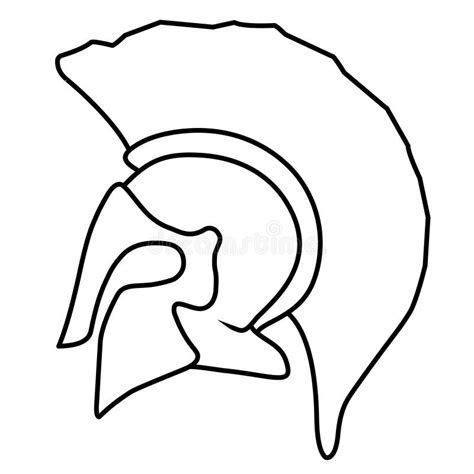 Line Art Spartan Helmet Isolated On White Outline Line Art Sketch