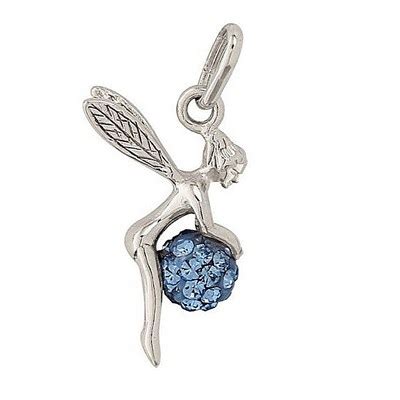 Pendentif Fée clochette et sa boule disco bleue en argent 925 00