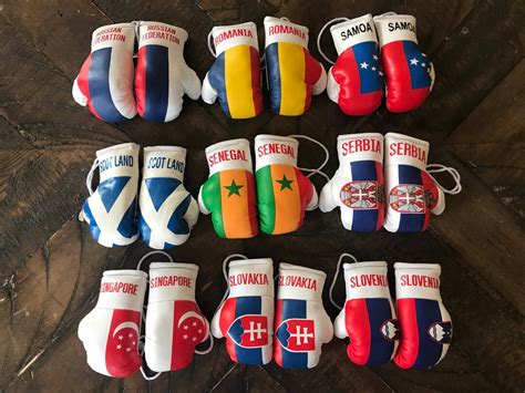 Mini Boxing Gloves Flag Of Russian Federation Romania Samoa Scot Land