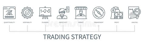 Trading Strategy Vector Infographic In Minimal Outline Style Stock