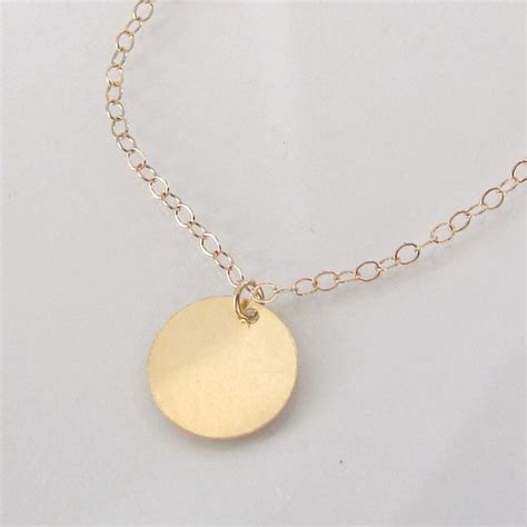 Items Similar To 14k Solid Gold Engravable Disc Necklace 11mm Circle