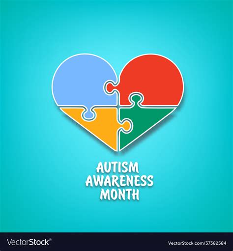 Autism Awareness Month Banner With Multicolored Vector Image