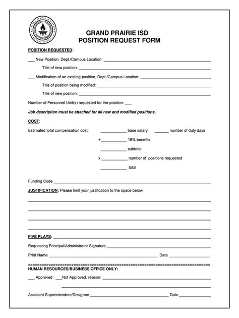 Fillable Online Gpisd Grand Prairie Isd Position Request Form