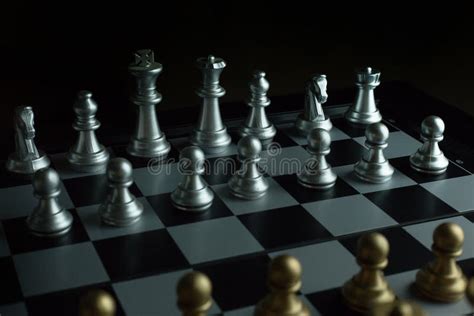 Gold and Silver Chess on Board Close Up Image Abstract Background ...