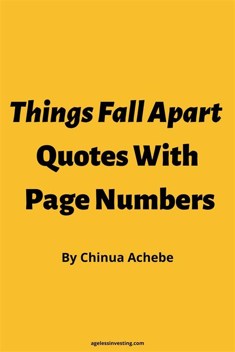 50 Things Fall Apart Quotes With Page Numbers Ageless Investing