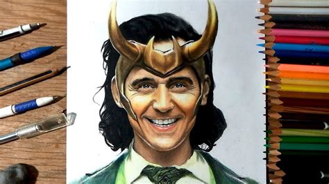 Color Pencil Portrait Of Lokitom Hiddleston Time Lapse Loki