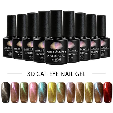 Meet Across 7ml 3d Cat Eye Gel Nail Polish Cat Eye Line Semi Permanent Magnetic Nail Gel Varnish