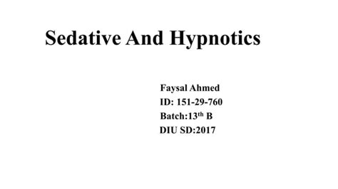 Sedative And Hypnotics Ppt Ppt