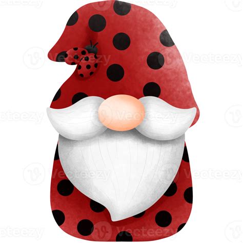 Watercolor Cute Ladybug Gnome Clipart Png