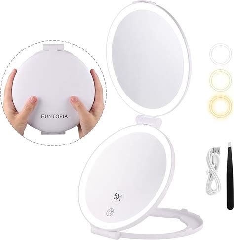 Funtopia Travel Mirror With Light 6 3 Magnifying Mirror 5X 1X