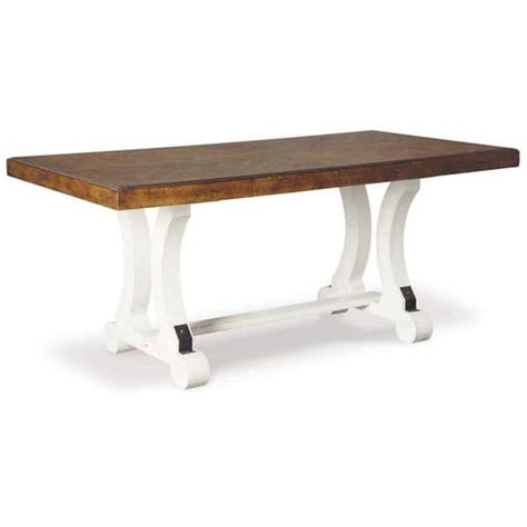 Benjara 36 In White And Brown Wood Double Pedestal Dining Table Seat