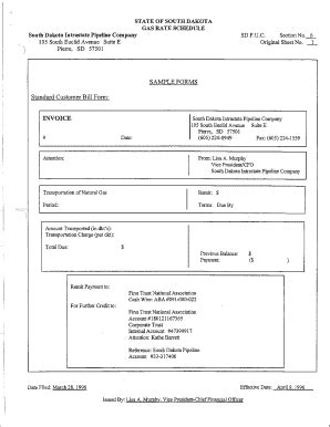 Fillable Online Puc Sd Standard Customer Bill Form 1 Puc Sd Fax