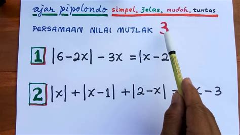 Persamaan Nilai Mutlak Mudah Linear Satu Variabel 3 Youtube