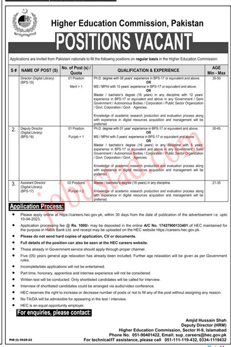 Today Higher Education Commission Hec Jobs March Apply Online