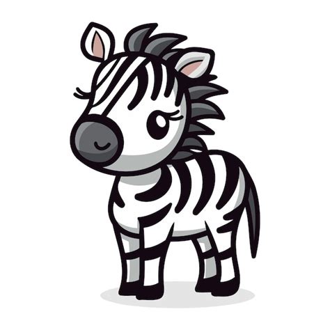 Ilustración Vectorial Del Personaje De La Mascota De Dibujos Animados De Cute Zebra Vector Premium