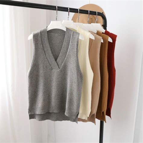 In The Mood V Neck Knit Vest YesStyle Knit Vest Straight Cut