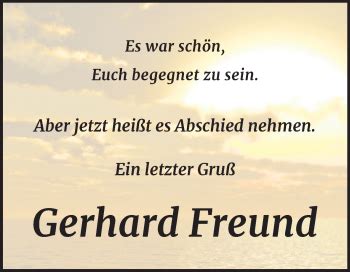 Traueranzeigen Von Gerhard Freund Abschied Nehmen De