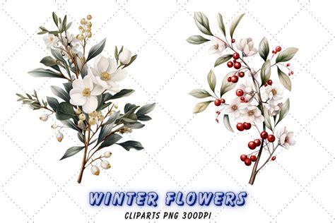 Watercolor winter foliage clipart, winter greenery clip art, greenery ...