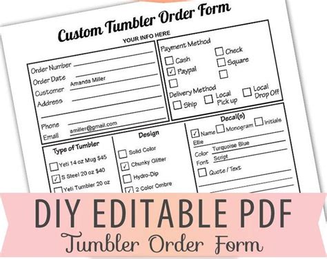 Vinyl Decals Pricing Sheet Editable Pdf Letter Size Form Blank Etsy