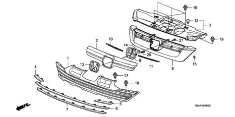 Swa Genuine Honda Molding R Fr Grille Upper