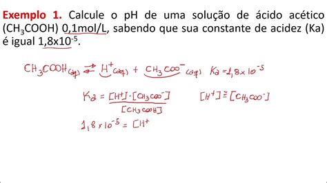 Calculando O Ph De Uma Solução De Um ácido Fraco Youtube