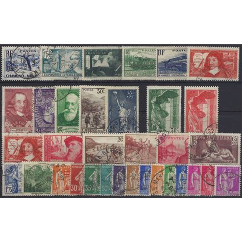 France timbres d année complète 1937 oblitérés Philantologie