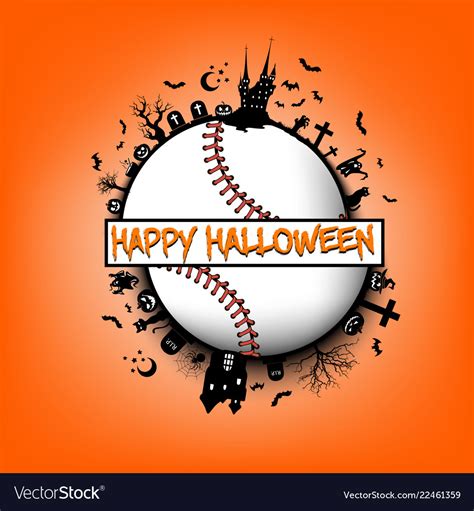 Happy halloween and baseball ball Royalty Free Vector Image