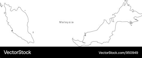 Black White Malaysia Outline Map Royalty Free Vector Image