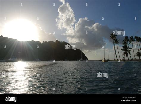 Sunset over Marigot Bay Stock Photo - Alamy