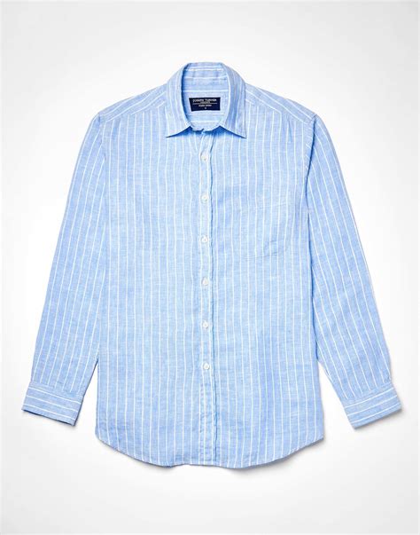 Linen Shirt Long Sleeve Bluewhite Stripe