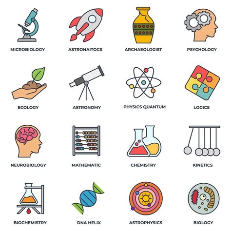 Set of Science icon logo vector illustration. biology, chemistry ...