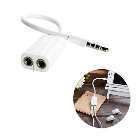 D Two Way Mm Dual Headphone Jack Splitter Aux Stereo Earphone