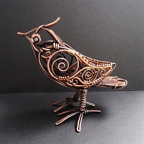 Coppersteampunkbirdsculpturewirewrappedbysparkflight Copper