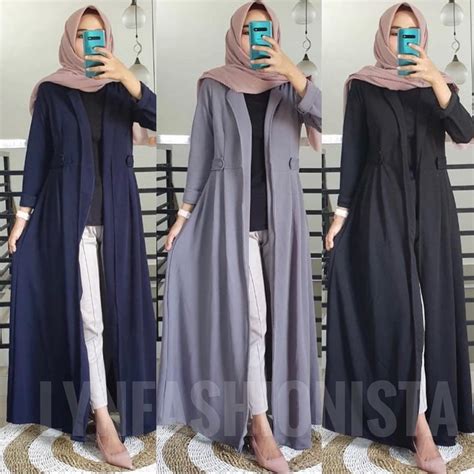 Jual Kardigan Wanita Muslim Long Outer Muslim Tebal Mondy Shopee