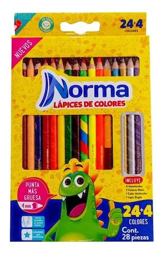 Caja Lápices De Colores Norma 24 4 Punta Gruesa