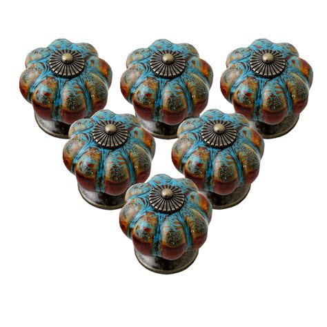 Buy Cabinet Knobs 6 Pack Glazed Ceramic Knobs With Pumpkin Shape For