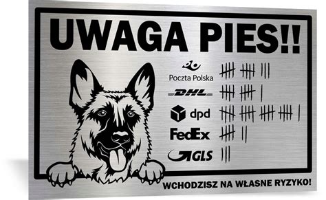 Tabliczka ALUMINIOWA UWAGA PIES WSZYSTKIE RASY 12703981666