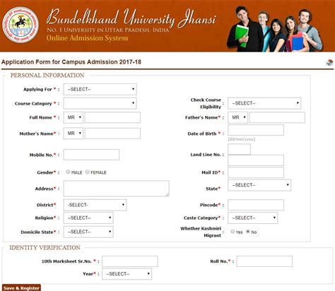 Bu Jhansi Admission Process Application Form